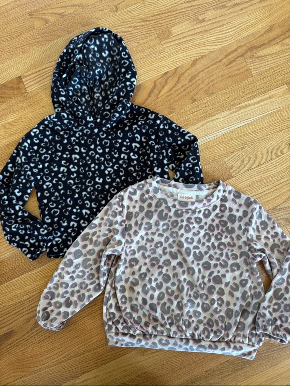 Cat & Jack Girls' Leopard Print Hooded and Crewneck Sweatshirts - Black & Pink